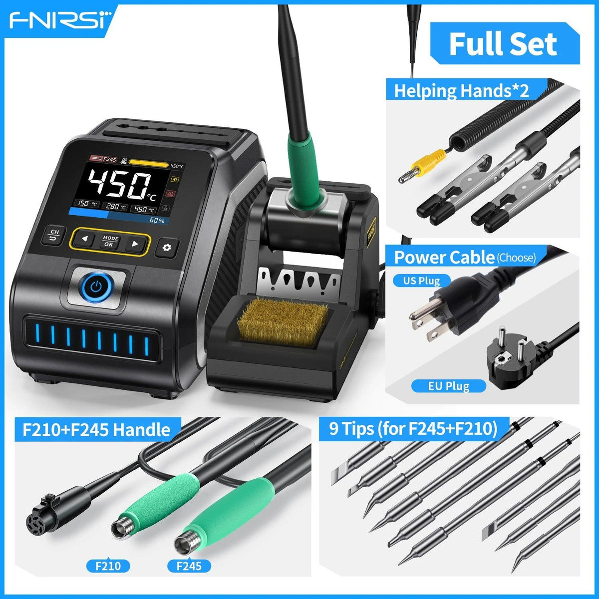 FNIRSI DWS-200 Soldering Station 200W C210 C245 Solder Iron Handle With Soldering Helping Hand Electronic Welding Rework Station