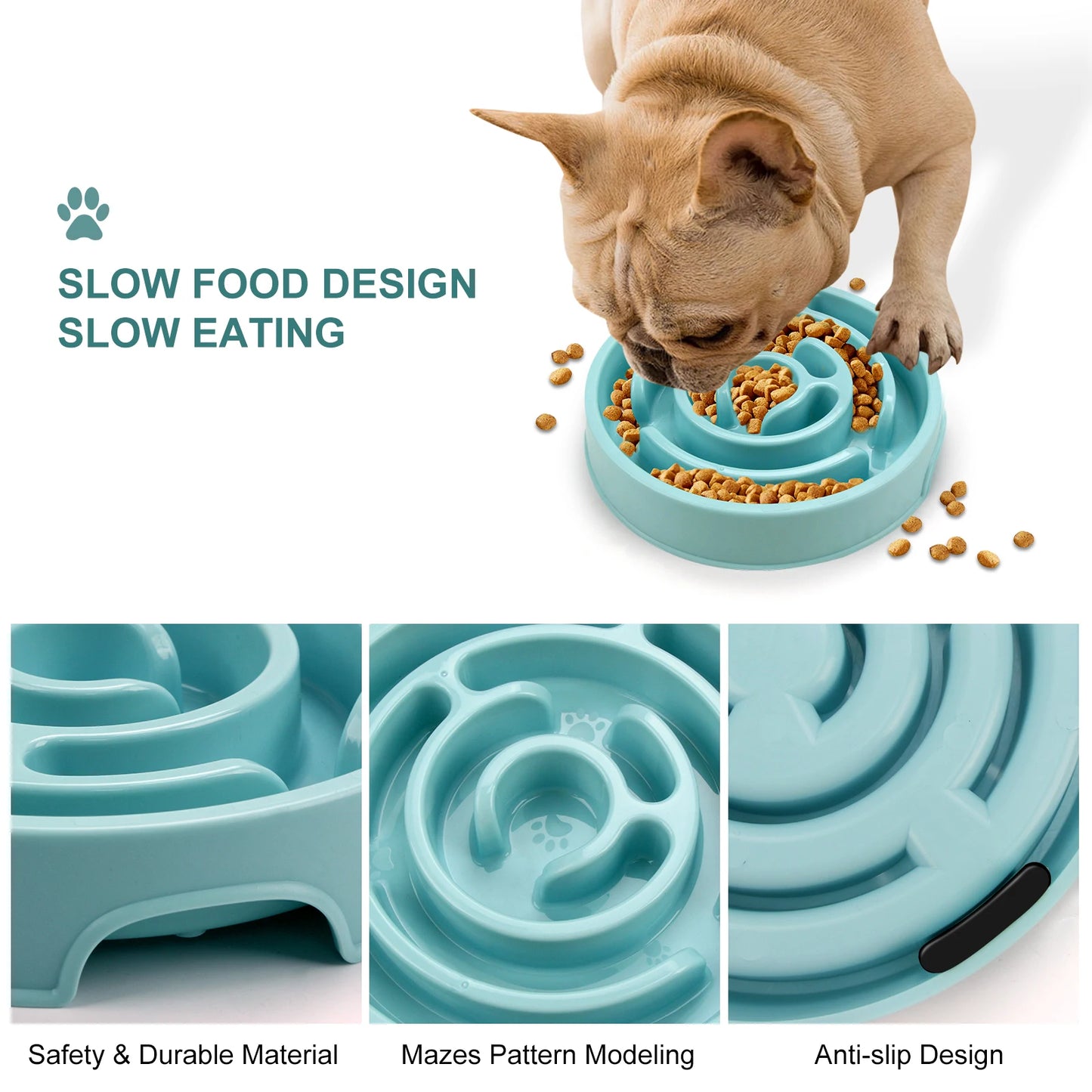 Pet Dog Slow Feeder Bowl Fun Non Slip And Anti-Gulping