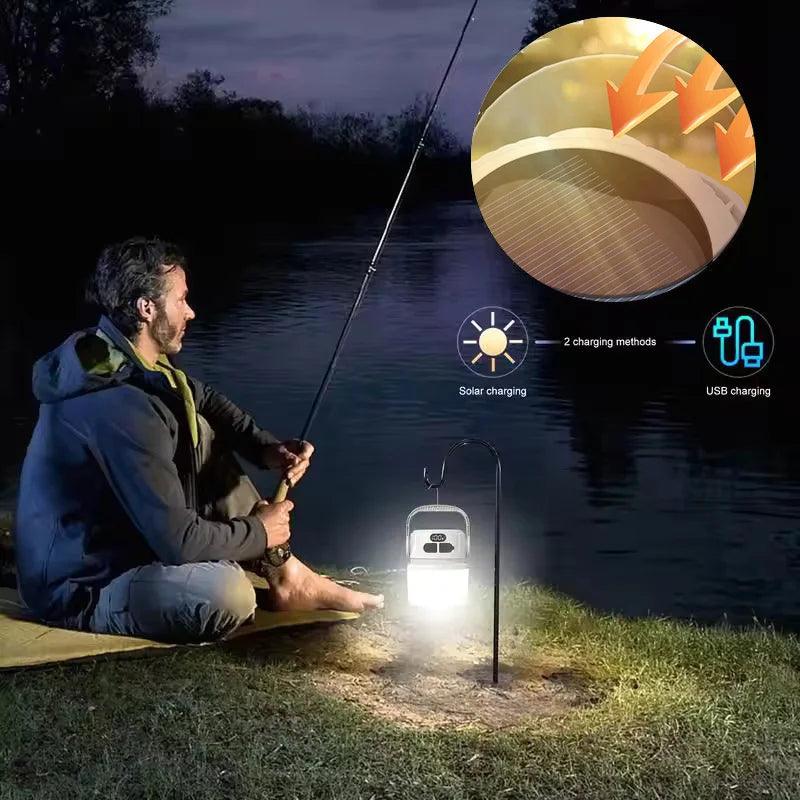 Solar Camping Lights Outdoor Waterproof Multifunctional Tent Flashlight Type-C And Solar Charge Atmosphere Light LED with Hook 