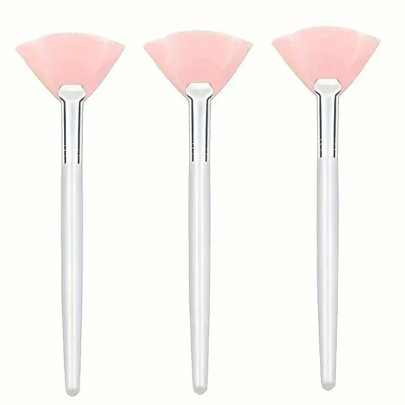 3/6/12pcs Practical Facial Brushes Fan Shape Brush Flat Head Face Mask Applicator Soft Portable Mask Brushes Cosmetic Tools - Urbizia