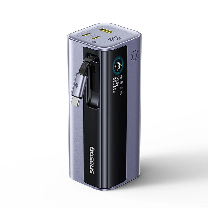 Baseus 145W Power Bank 20000mAh Built-In 100W Retractable Type C Cable Fast Charge Portable External Battery Charger PowerBank