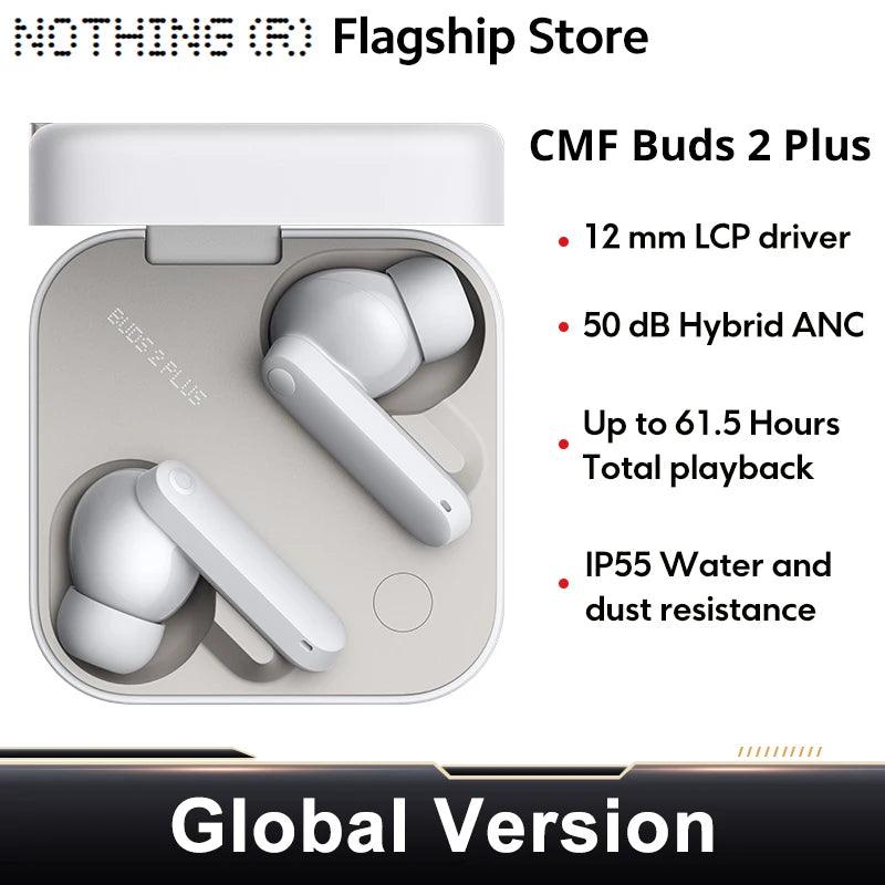 Nothing Buds 2 Plus CMF by New Global version 50dB Hybrid ANC Earbuds Long Battery Hi-Res Audio IP55 Bluetooth-Compatible