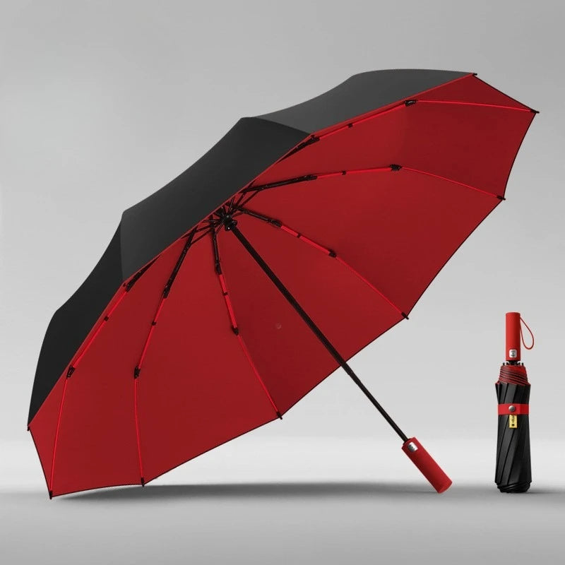 125CM Triple Fold Double Layer Double Keel Super Large Men Umbrella Sunscreen Extra Folding Rain Umbrella for Outdoor Daily
