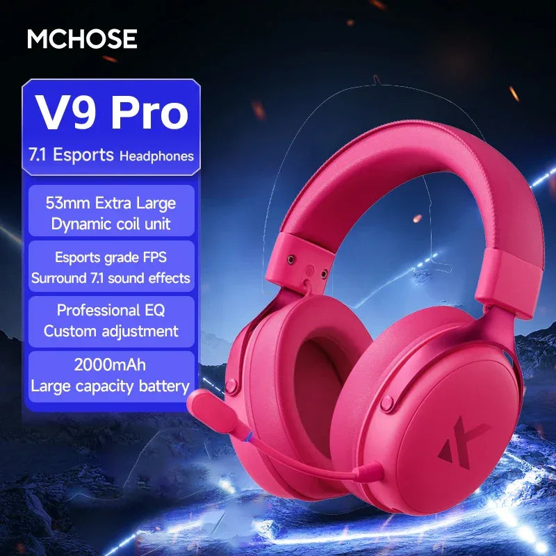 MCHOSE V9 pro E-Sports Headset with Microphone Tri-Mode Gaming USB Wireless 7.1 Channel Surround Sound Portable Audio Headphones - Urbizia