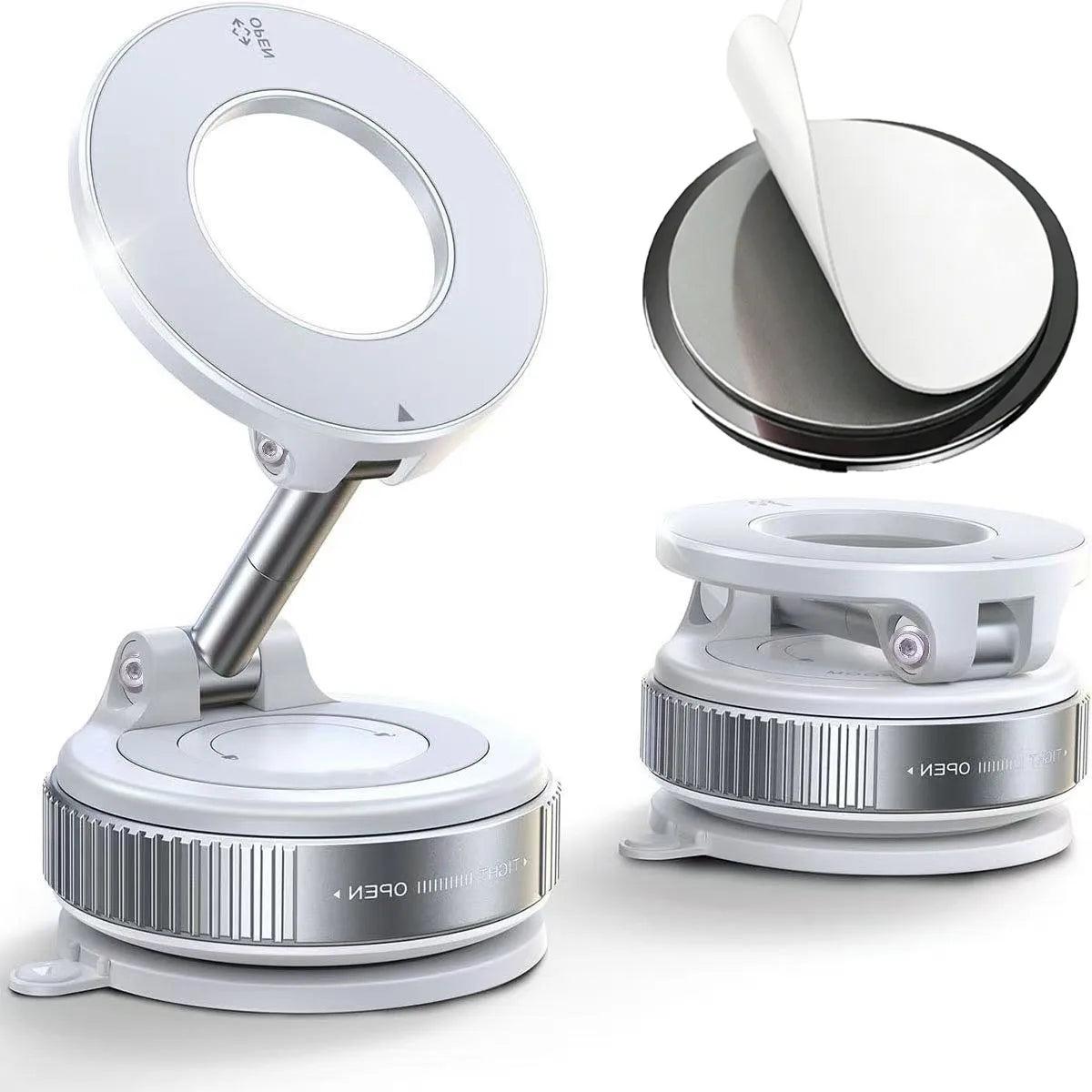 Foldable Magnetic Car Phone Mount – 360° Rotatable, Dashboard Suction Cup, with Extra Mount Pad & Adjustment Wrench, Versatile