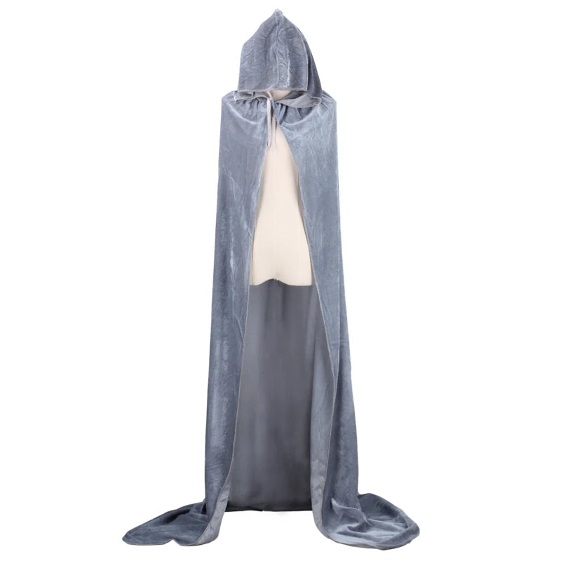 Christmas Pleuche Velvet Hooded Cloak Cape – Medieval Witch, Wicca, Vampire Halloween & Cosplay Costume