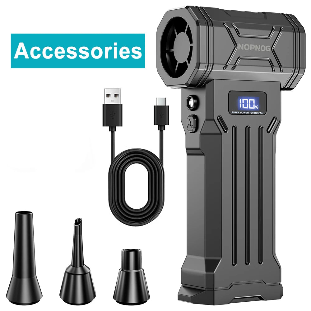 Car Vacuum Cleaner Turbo Fan Air Blower Cleaning Tools Air Duster Electric Dust Collector Hair Dryer for RV Truck Trailer Home Outdoors Camping Universal Auto Accessories