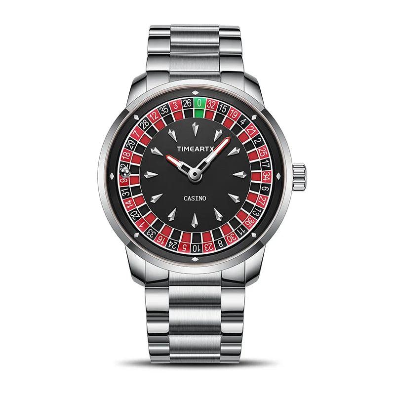 TIMEARTX Men's Watch New European Roulette Design Poker Game Fashion Quartz Movement Stainless Steel Wristwatch father day gifts