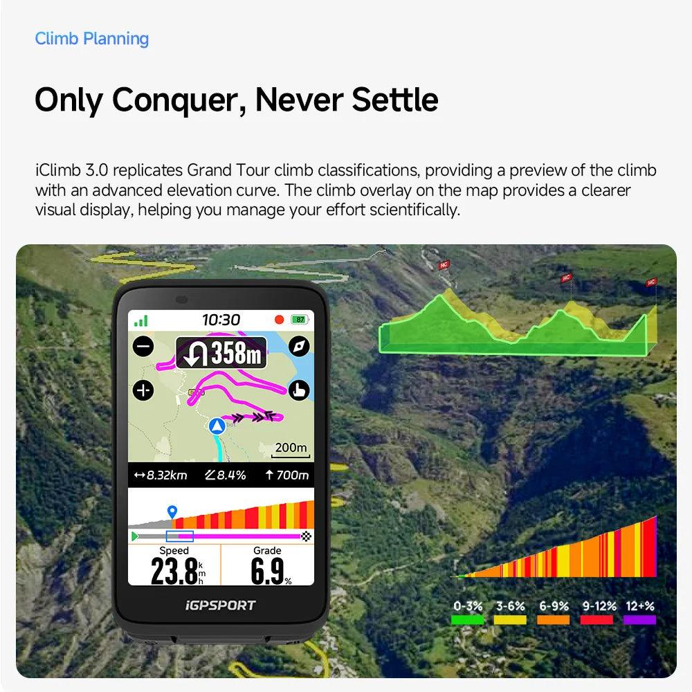 iGPSPORT BiNavi Bike Computer Touchscreen Map Navigation 35 Hours Battery Life IPX7 Waterproof Route Planning