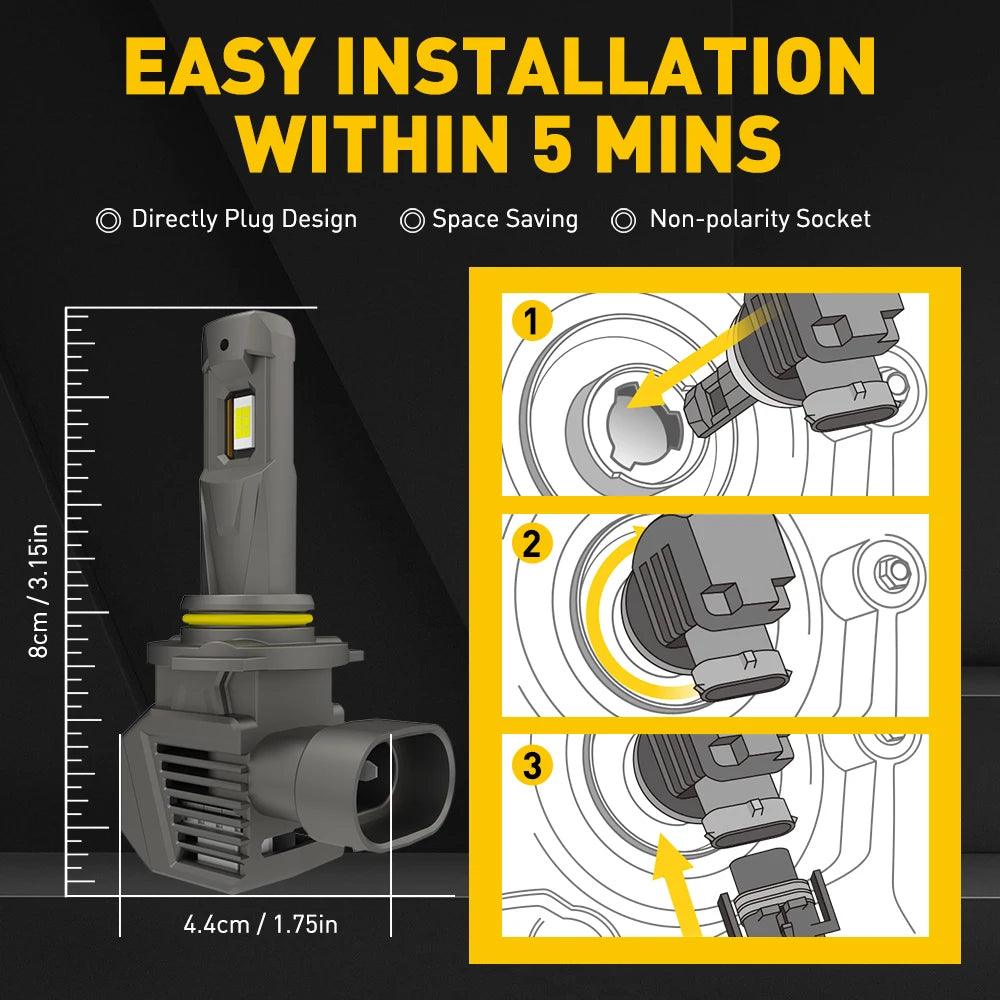 AUXITO 2Pcs Canbus 9005 HB3 LED Headlight 22000LM 120W High Power No Error 360 CSP H8 H9 H11 9006 HB4 9012 HIR2 LED Head Lights