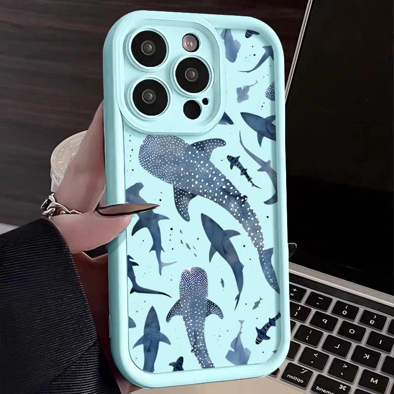Whale Printed Soft TPU Case for iPhone Series