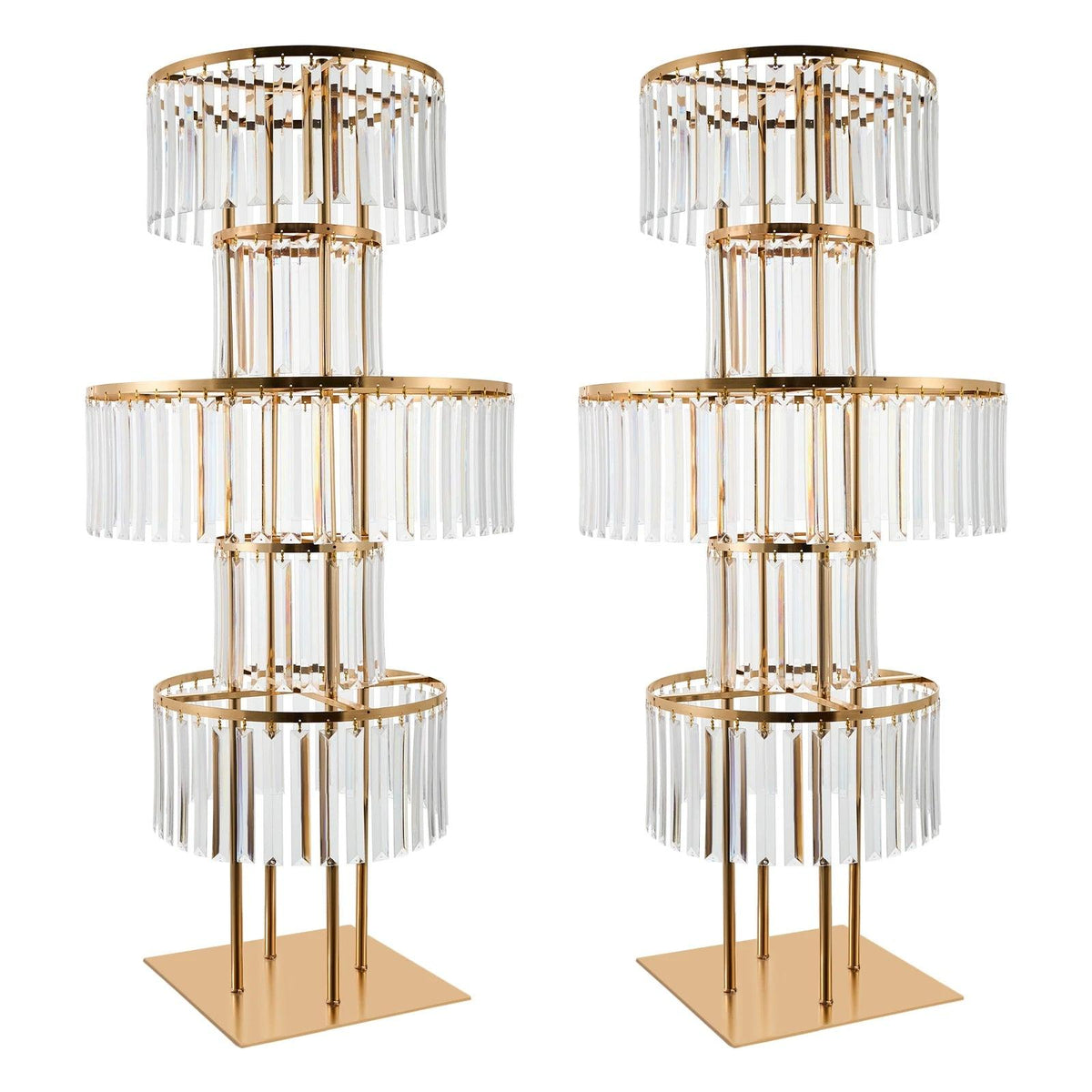 2PCS 5-tier Crystal Flower Stand Wedding Centerpieces Crystal Vases Premium Display Shelf for Party Table Decor Gold/Silver