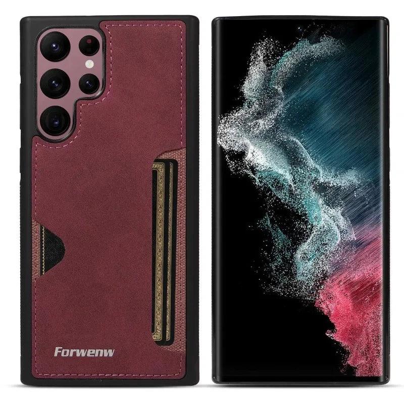 Retro Card Holder Phone Case for Samsung Galaxy S26 S24 S25 Ultra S23 S21 FE S22 S20 Plus Note 20 10 + Wallet PU Leather Cover