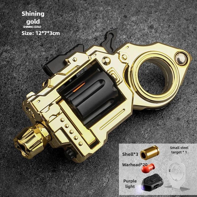 One Hand Spin Alloy Revolver Fidget Toy with 20 Bullets