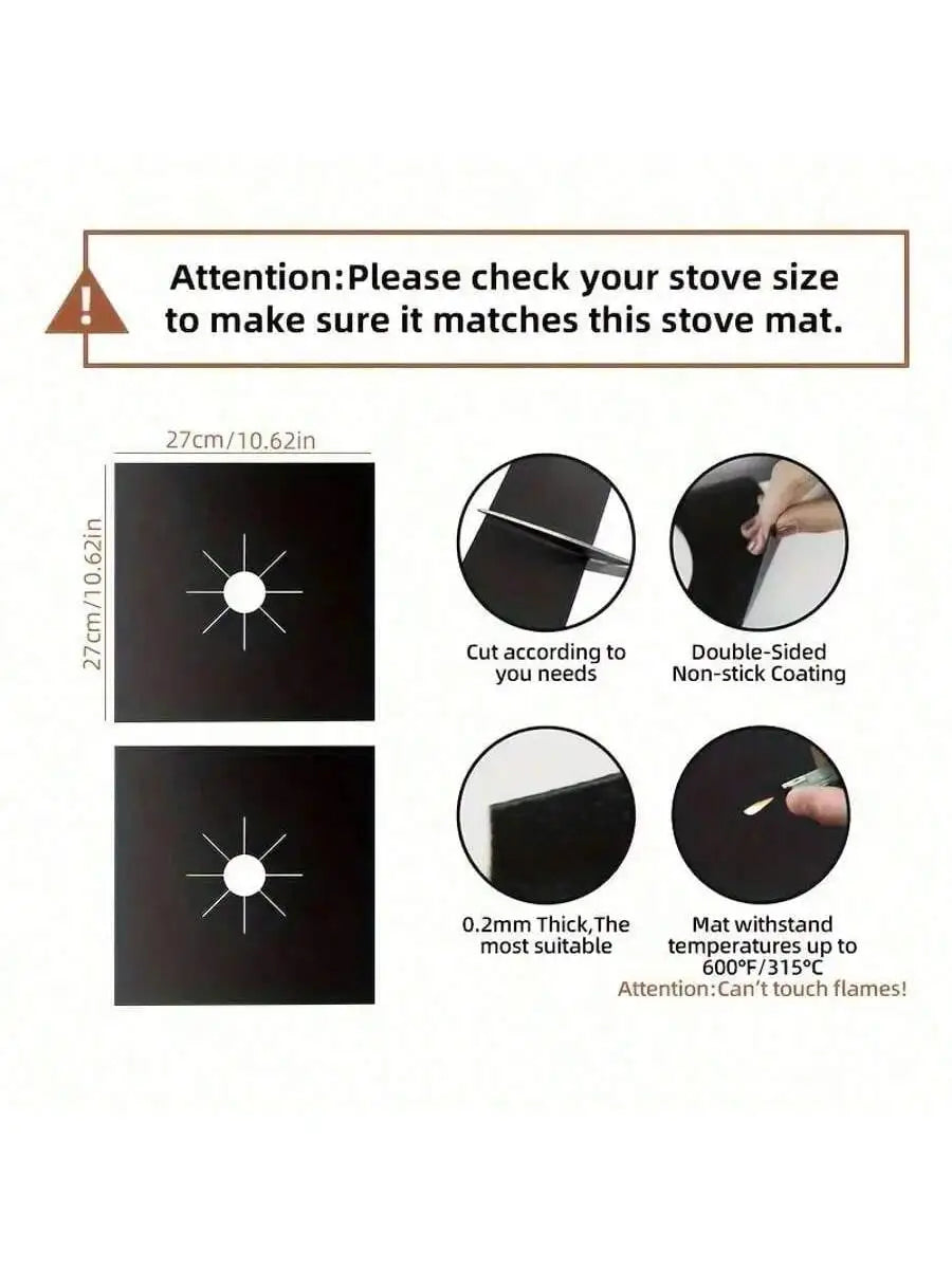 Commercial Restaurant Stove Top Heat Resistant Mat, Heavy Duty. 28x27cm, Teflon, for Professional Kitchen