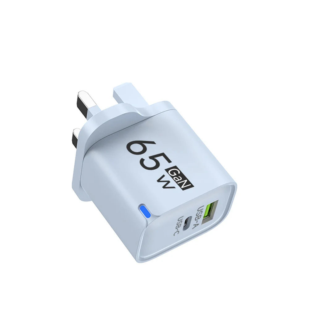 65W GaN Type C USB Fast Charge Chargers Dual Ports Cellphone Power Adapter For Samsung Huawei Xiaomi iPhone USB C Wall Charger