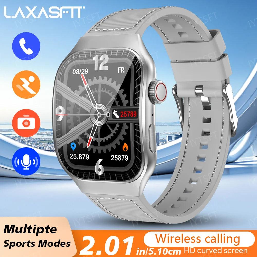 LAXASFIT 2.01 Inch Curved Screen Men's Smart Watch Bluetooth 5.3 HD Call Multiple Sports Modes Woman Watch Gift