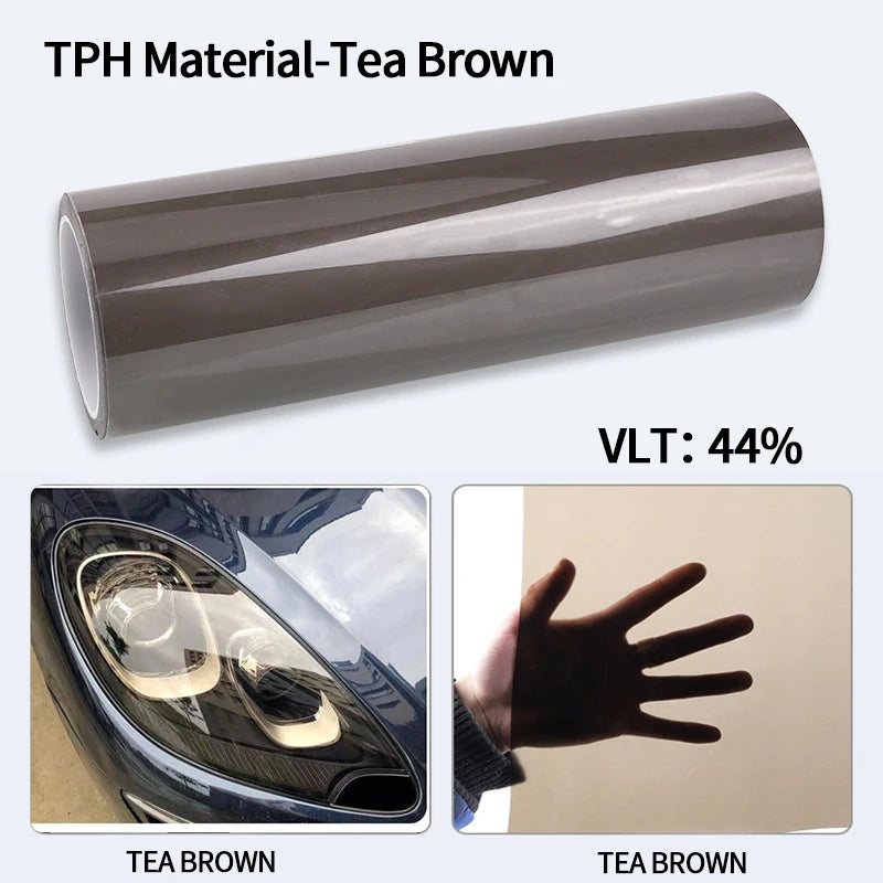 Car Headlight & Taillight Smoke Wrap Film – Black TPH PU PPF Protective Sheet
