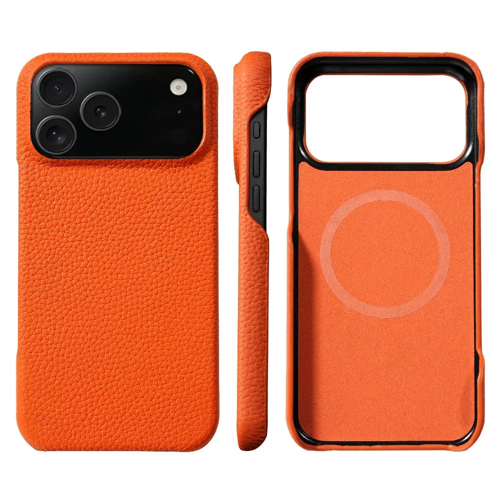 LANGSIDI MagSafe Lychee Leather Case for iPhone 15, 16 & 17