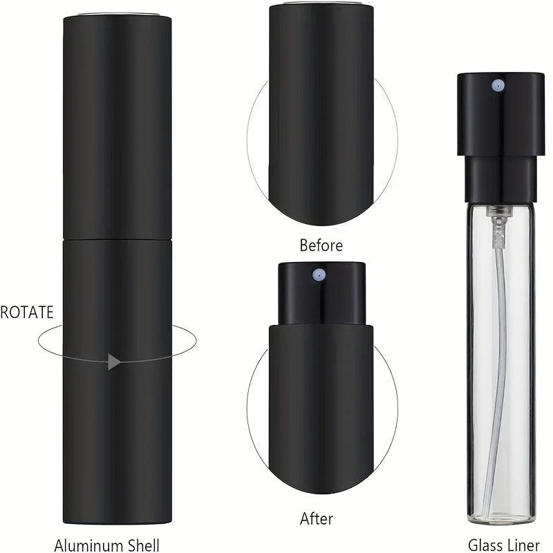 10ml Travel Perfume Sprayer, Refillable Cologne Container, Empty Dispenser Spray Bottle for Mini Sprayer Size (Black)
