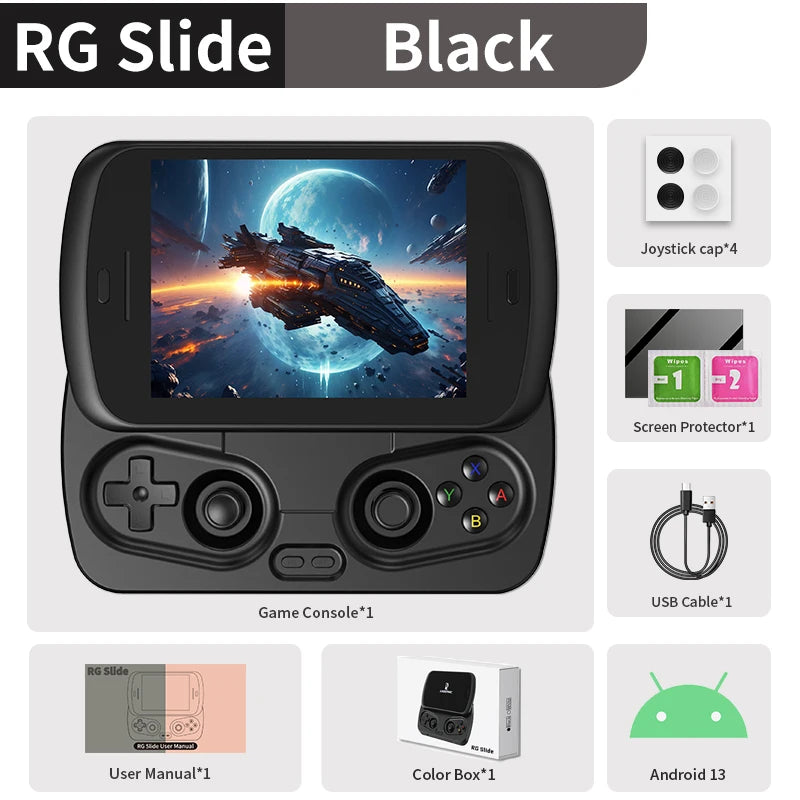 ANBERNIC RG Slide Handheld Game Console 4.7" LTPS In-Cell Screen Android Unisoc T820 Portable AI WiFi Arcade Video Gaming Player