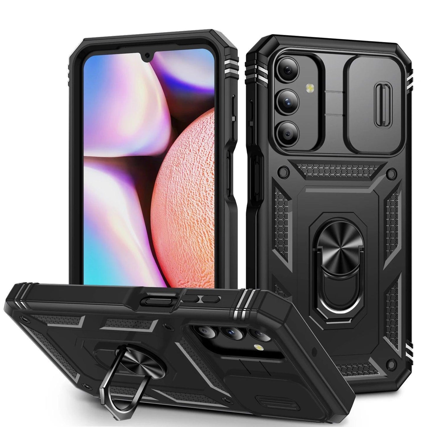 360 Full Protection Phone Case For Samsung Galaxy A17 A16 A15 A56 A55 A26 A06 A35 A34 A54 Case Armor Car Magnet Ring Stand Cover