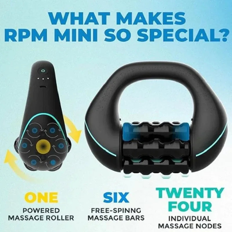 Mini Rolling Percussive Massager Whole Body Fatigue Relief Deep Tissue and Muscle Recovery Rechargeable Powerful 3-Speed Spin