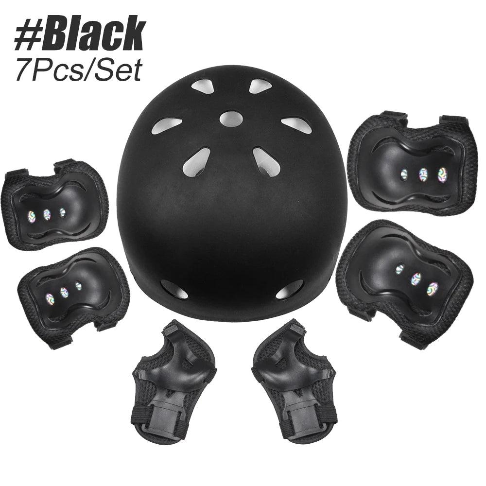 7PCS Kids Bike Helmet for Girls and Boys with Wrist Guard and Knee & Elbow Pads Adjustable Protective Gear for Toddler Skating