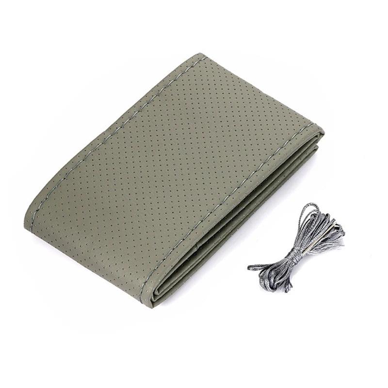 Car Steering Wheel Cover Needles And Braid Thread Artificial Leather Car Covers Suite 3 Color DIY Texture Soft Auto Accessories
