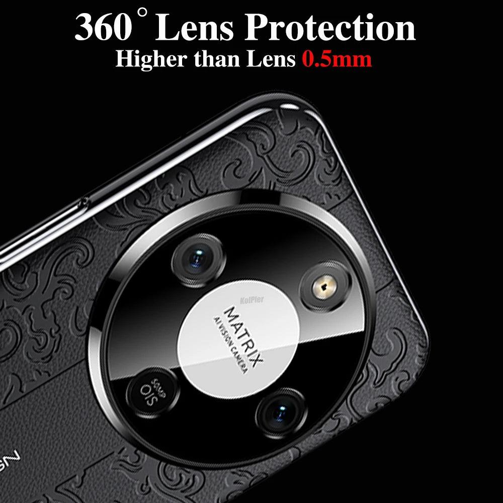 Case for HONOR X9D X9C Magic8 Lite 3D Texture Leather Hybrid Case with Plating Gold Edge Luxury Slim Shockproof Protective Cover