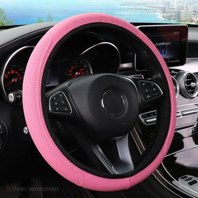 Universal Car Steering Wheel Cover Skidproof Auto Steering- Wheel Cover Anti-Slip Embossing Leather Car-styling Car Accessories