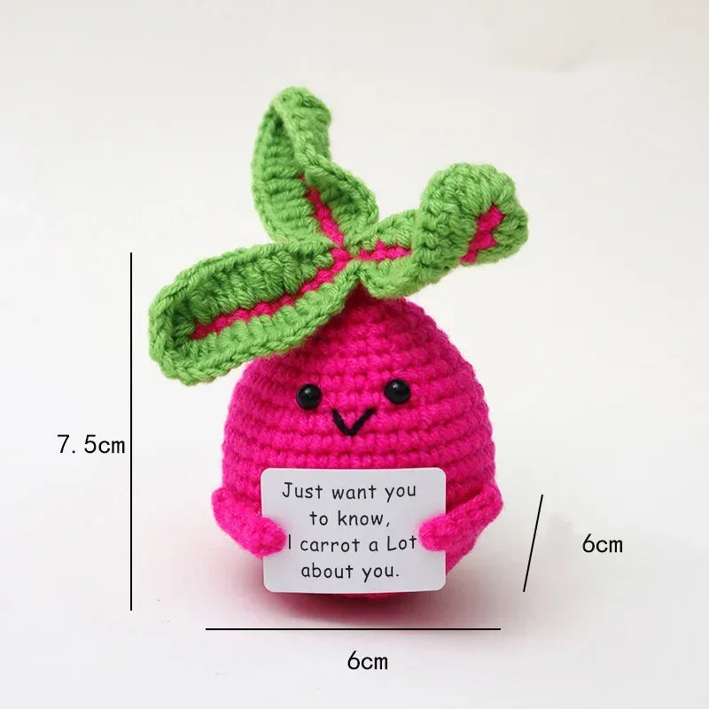 Positive Energy Crochet Doll Pocket Hug Handmade Knitted Plush Potato Plant Avocado Bee Turtle Duck Funny Emotional Support Gift - Urbizia