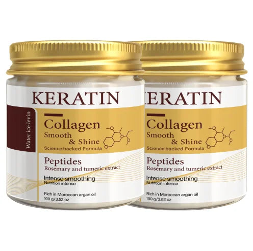 Keratin Collagen Hair Mask with Peptides & Rosemary - Intense Smoothing & Shine for All Hair Types - Deep Conditioning Treatment
