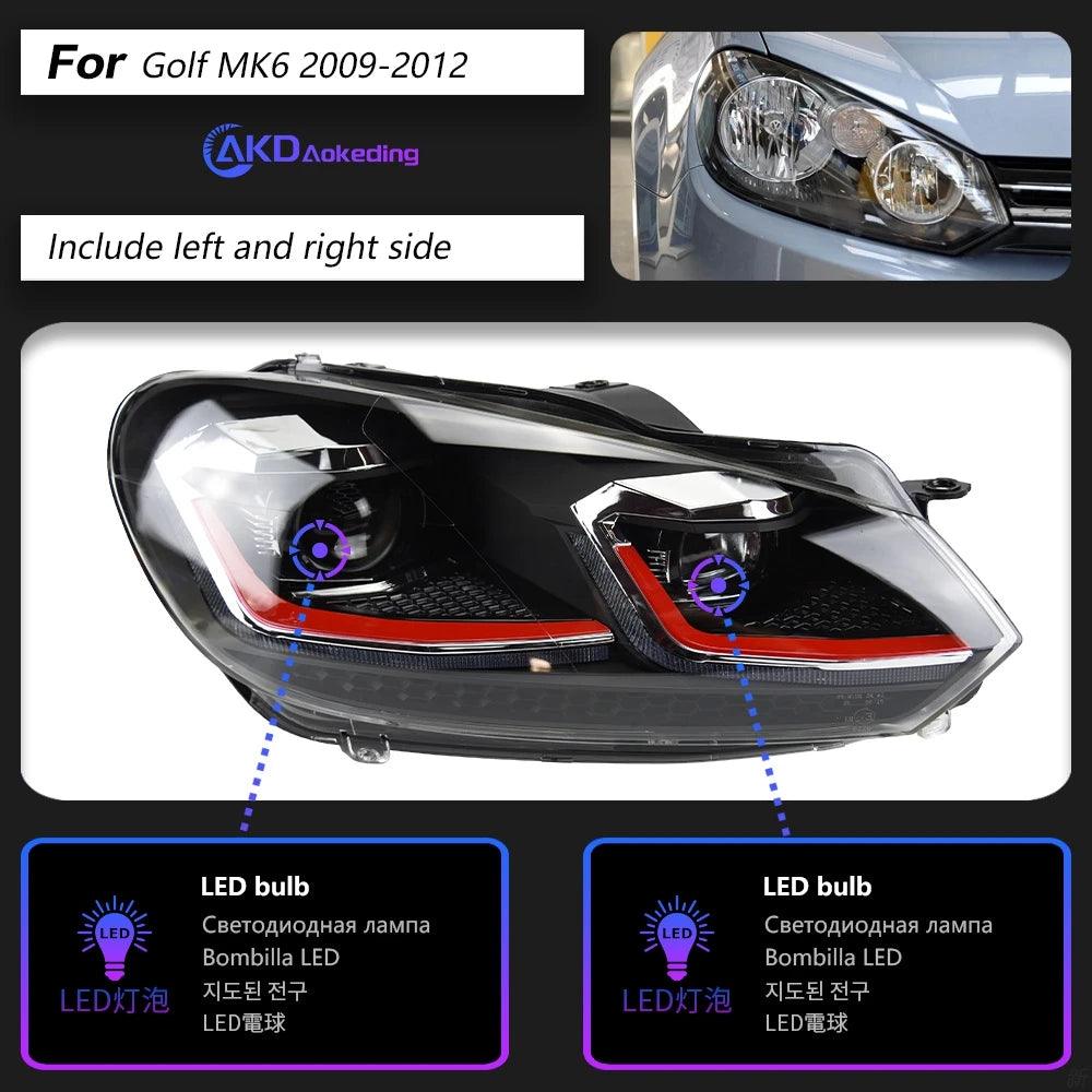 AKD Car Styling LED Head Lamp for Volkswagen Golf 6 Headlights 2009-2012 GOLF VI MK6 LED Headlight DRL Signal Lamp Automotive Accessories