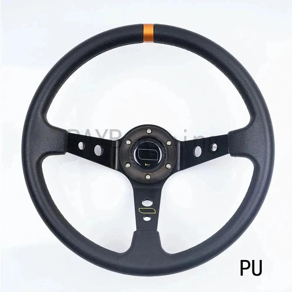 Universal Car Accessories 14 inch 350mm Suede/PVC Car Racing Steering wheels Deep Corn Drifting Sport Steering Wheel With Logo