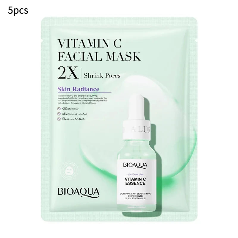 20pcs/5pcs Centella Collagen Face Mask VC Moisturizing Refreshing Sheet Masks Hyaluronic Acid Facial Mask Skin Care Products