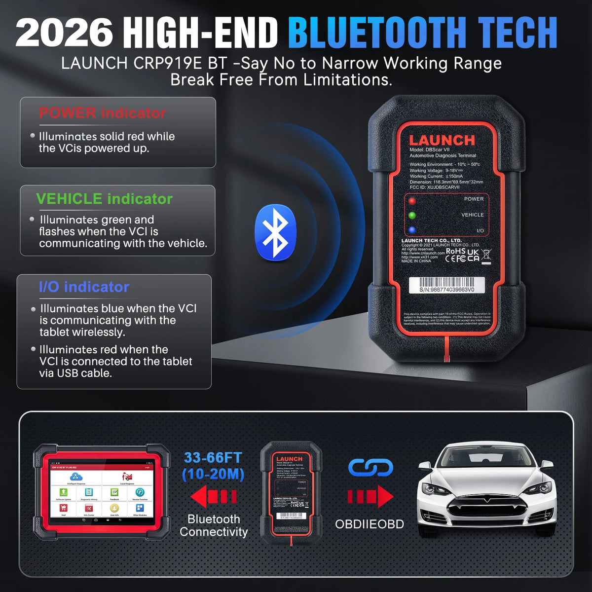LAUNCH X431 CRP919E BT Car Diagnostic Tools CAN FD DOIP ALL Systems ECU Coding Bi-directional 35 Resets DBScar VII Auto Scanner