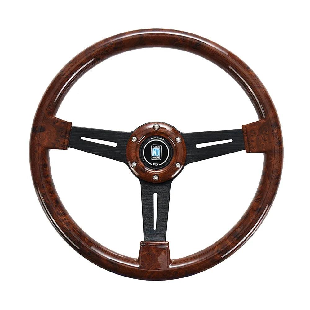 Universal 14 Inch Wood Grain Racing Steering Wheel 350mm Retro Deep Corn Drifting Sport Steering Wheels