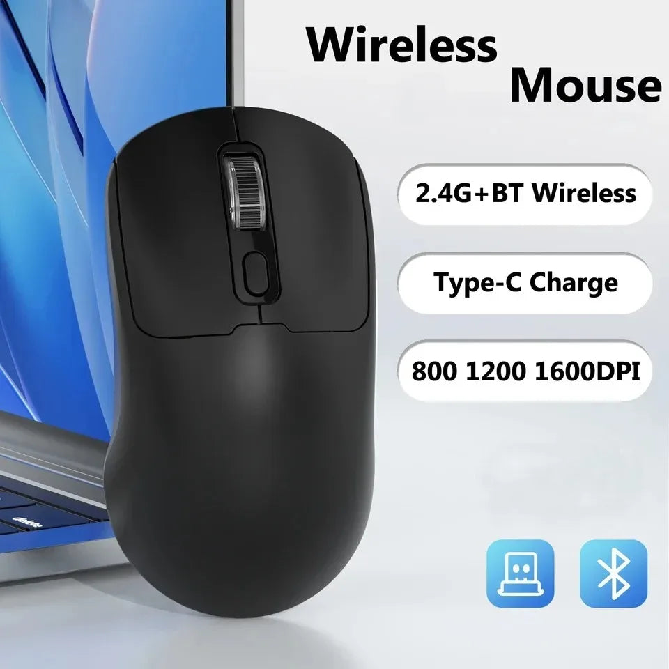 2.4G Wireless Mouse Bluetooth 5.4 Gaming Mouse Ergonomic Mice 800-1200-1600 DPI Mouse Rechargeable Office Mice for PC Laptop