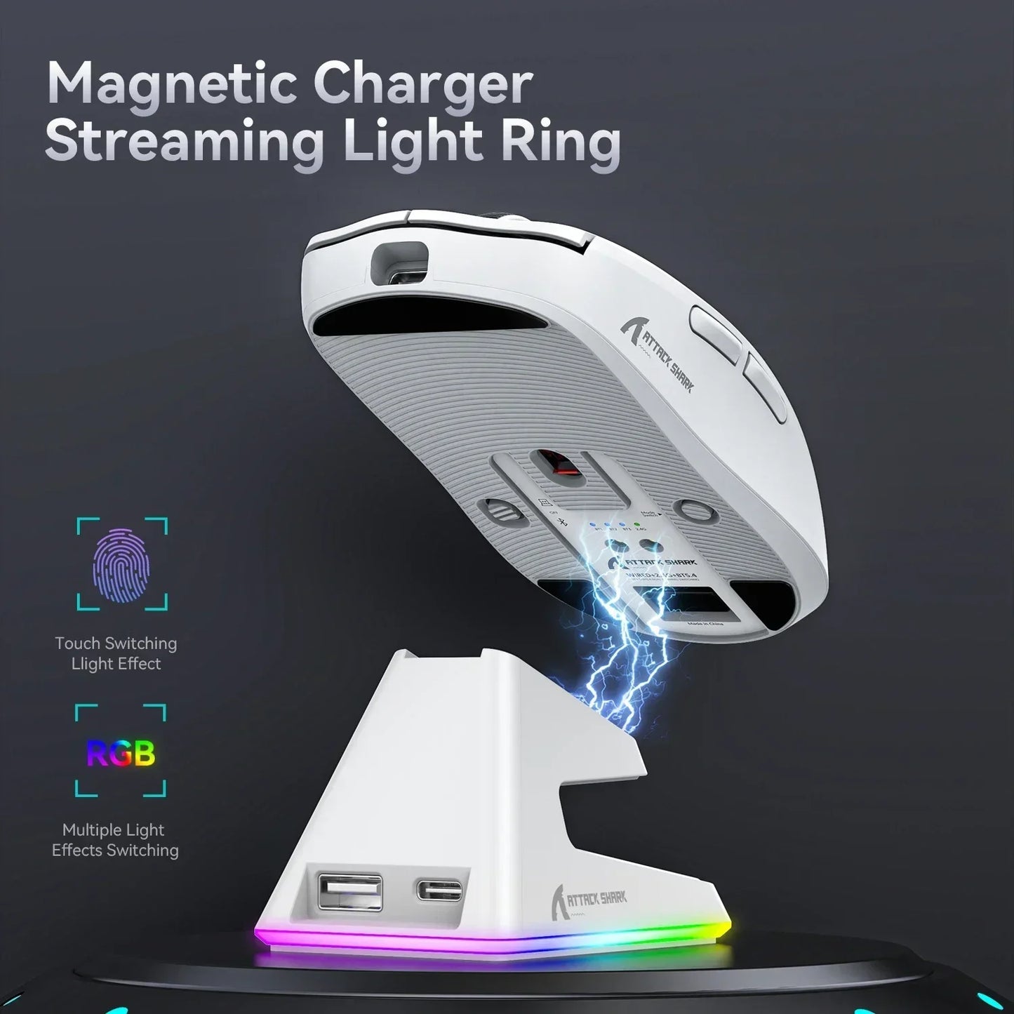 Attack Shark X6 Gaming Mouse – PAW3395 Sensor, Tri-Mode Bluetooth/2.4G, RGB Magnetic Charging Base