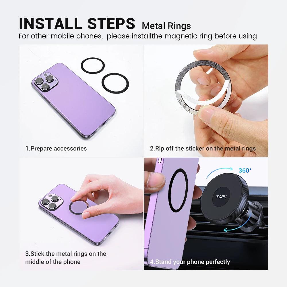 TOPK Magnetic Car Phone Holder Air Vent Car Phone Stand For Magsafe iPhone 15 14 13 ProMax Xiaomi Samsung Strong Magnet Holder