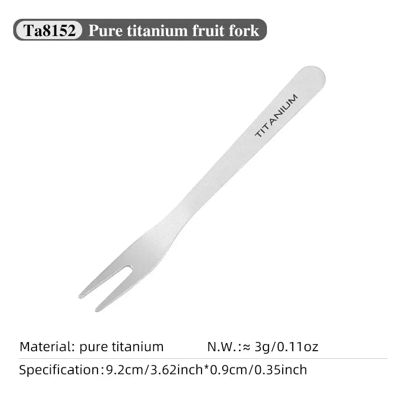 Tiartisan Outdoor Camping Pure Titanium Fruit Knife Forks Dessert Fork Reusable Lightweight Portable Multi-purpose Salsd Fork