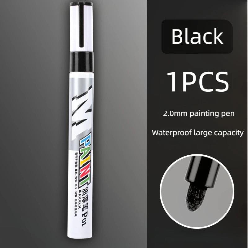 Car paint scratches repair brush pen waterproof water paint marker pen car tire tread care automotive black white red silver
