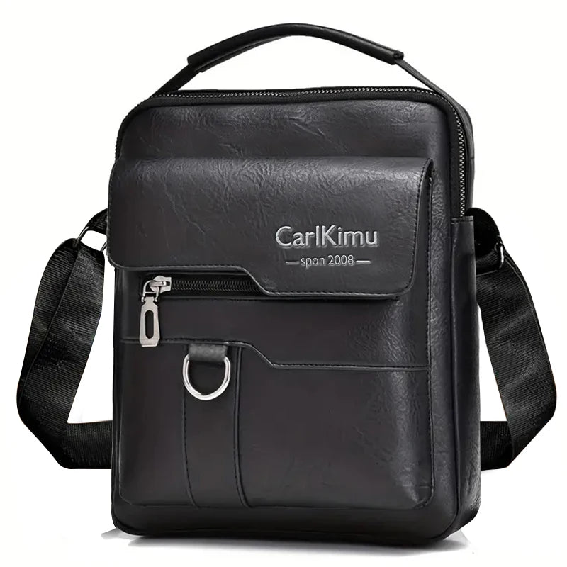 Daily Wear Vintage PU Leather Messenger Bag Fashion Solid Tone Shoulder Purse, Spacious Inner Storage for Male Everyday Items