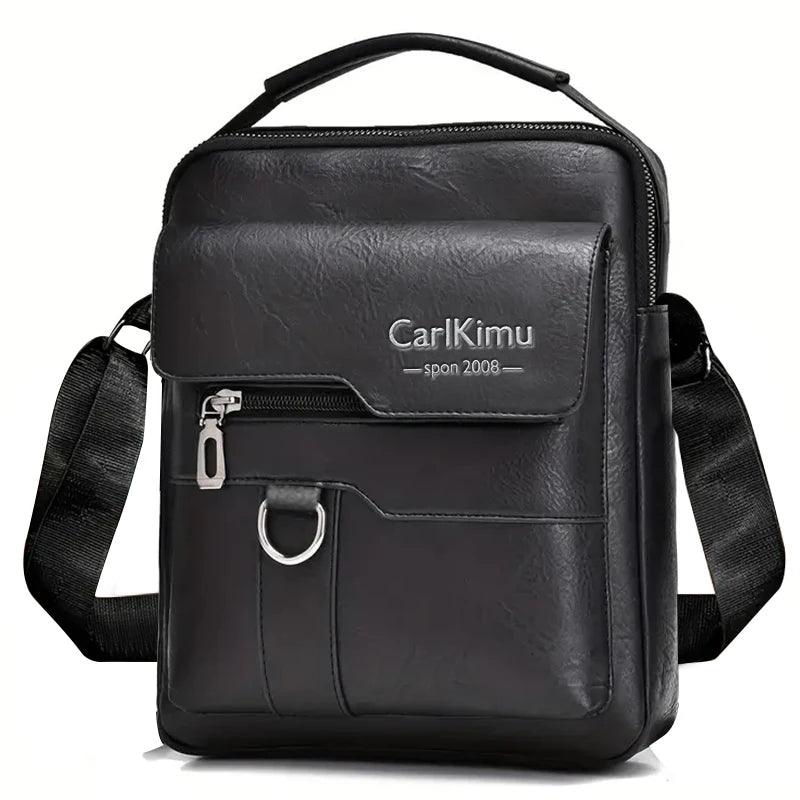 Daily Wear Vintage PU Leather Messenger Bag Fashion Solid Tone Shoulder Purse, Spacious Inner Storage for Male Everyday Items