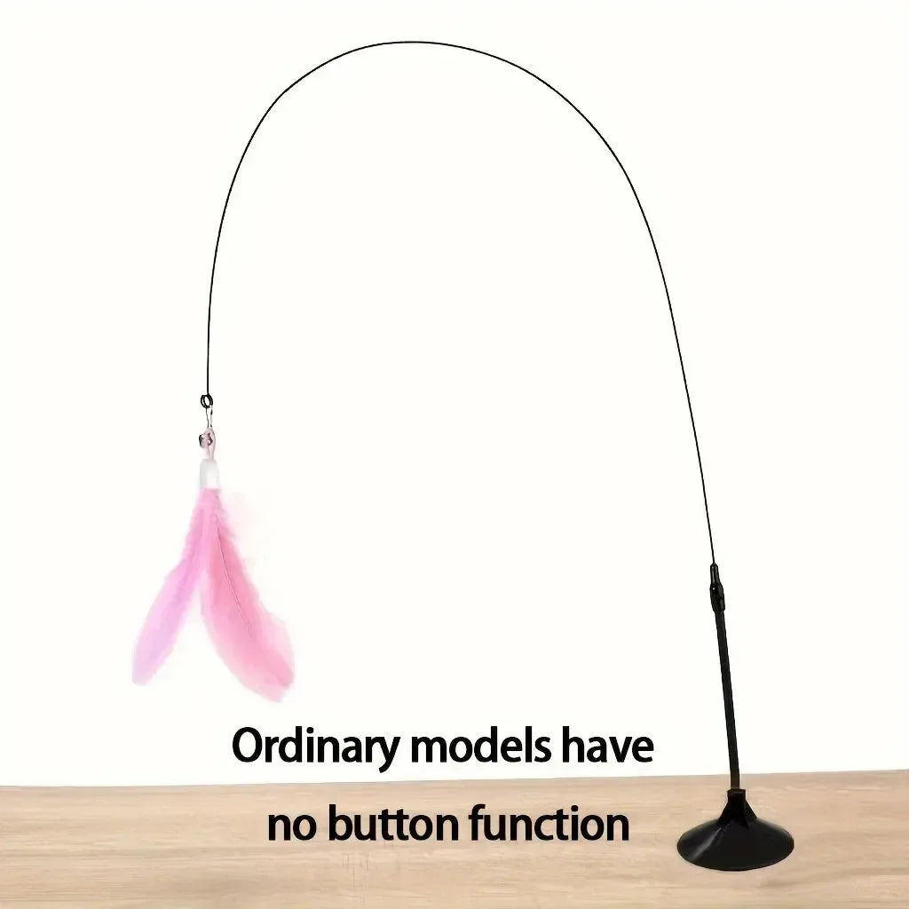 Cat Teaser Toy - Interactive Bell & Feather Wand - Long Suction Cup Pole for Exciting Playtime Adventures - Ultimate Cat Toy - Urbizia