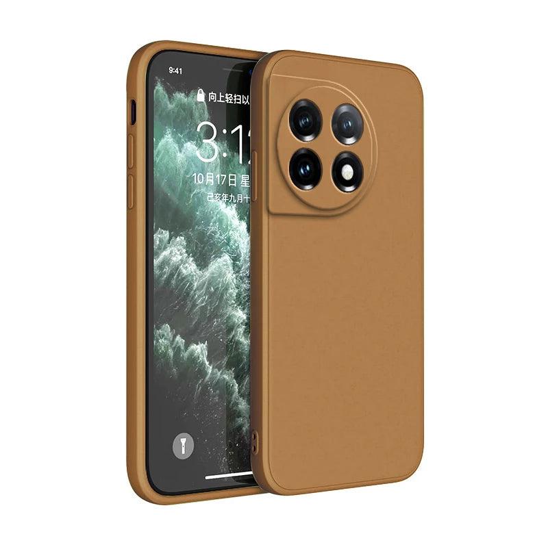 Soft Back Cover Phone Case for Oneplus 11 11R 5G Candy Color Liquid Silicone Funda Luxury Straight Edge Original Protect Housing