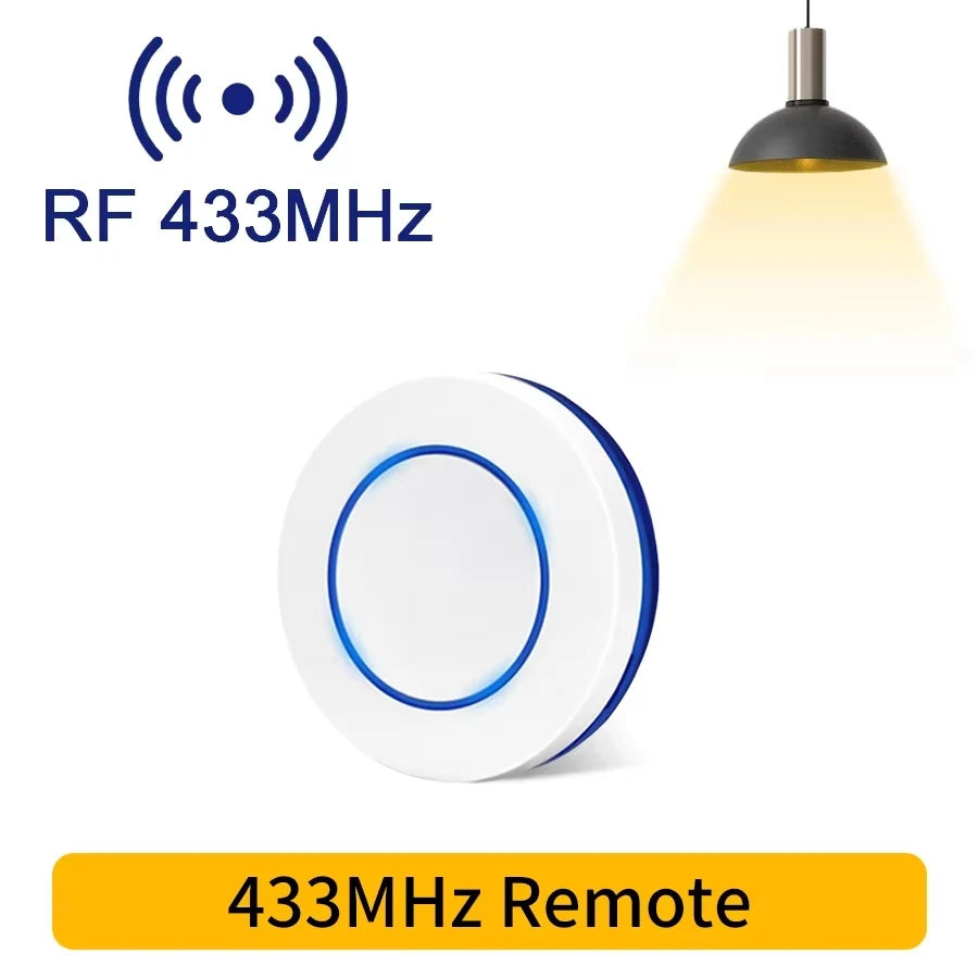RF 433MHz Wireless 10A Relay Receiver Remote Control Light Switch 220V 110V Mini Round Button Wall Panel Switch For LED Lamp