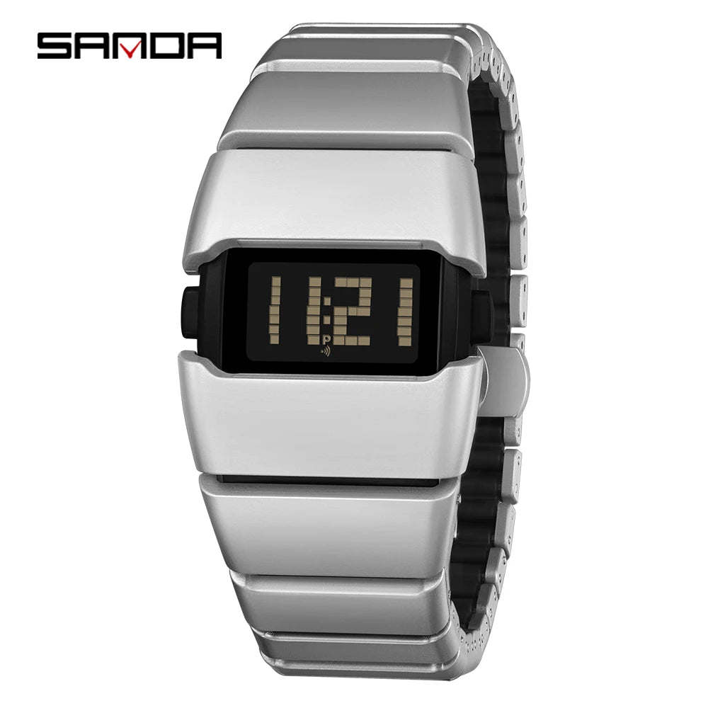 Sanda 9504 Y2k Retro Electronic Watch 5atm Waterproof Night Light Display Snooze Alarm Clock Stopwatch Men's And Women's Watches
