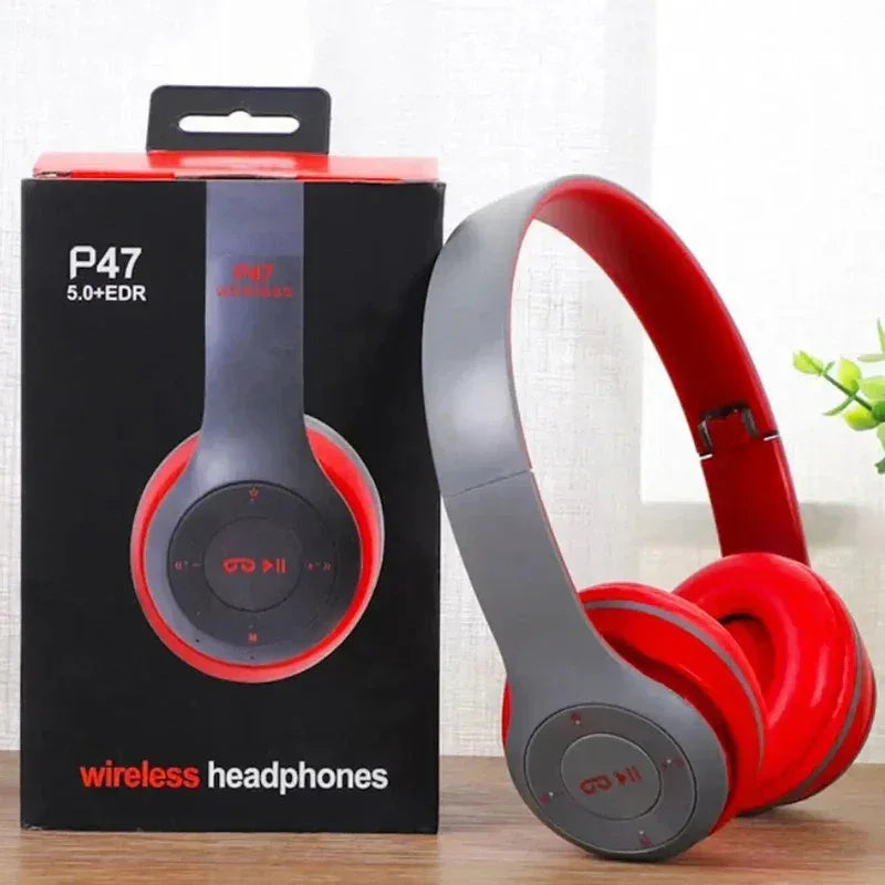 P47 Wireless bluetooth headphone With Mic Headsets Stereo Sound Earphones Sports Gaming Headphones Supports PC Smartphone - Urbizia